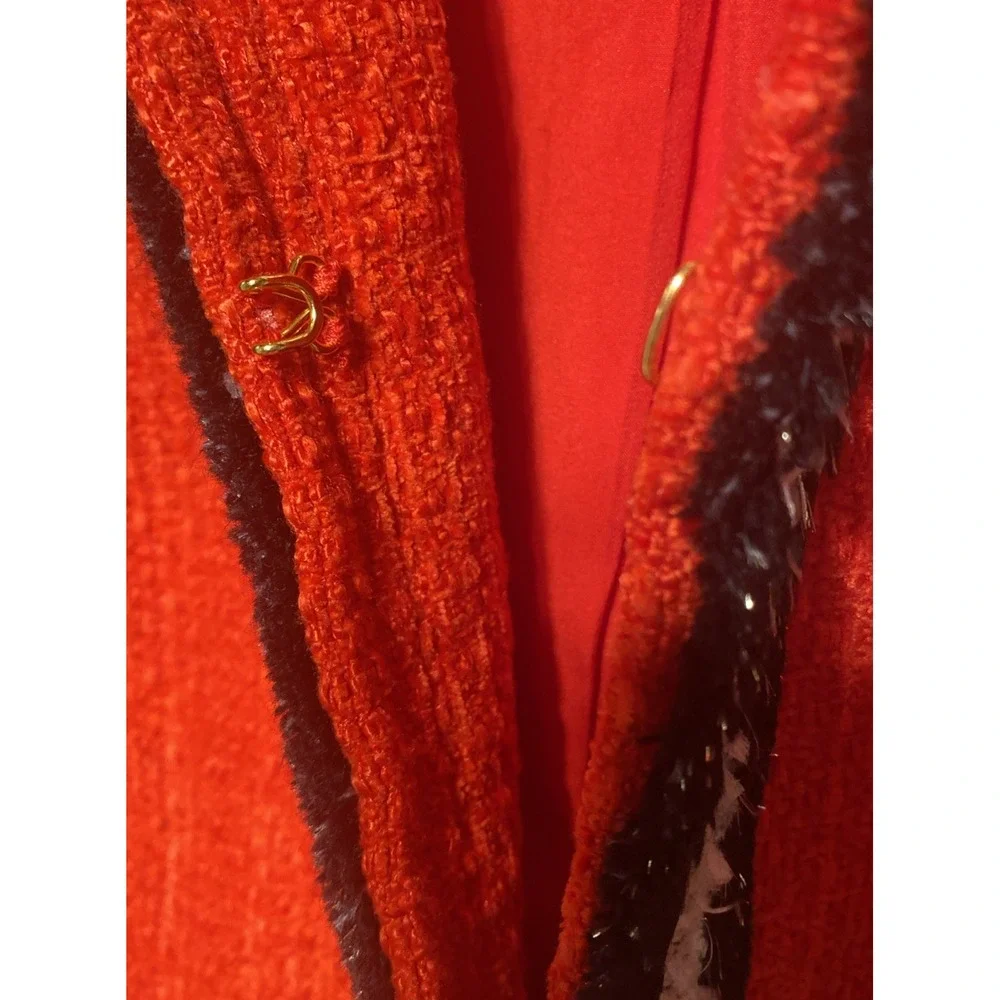 Talbots Fringe Stipe Tweed Jacket Red Plus Size‎ 20w Retail: $199 EUC